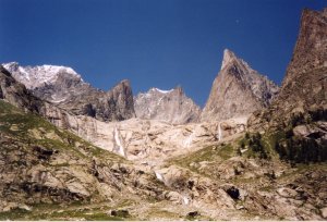 Mont Blanc and Frêney basin (Aig. Croux; Blanche and Noire de Peuterey)