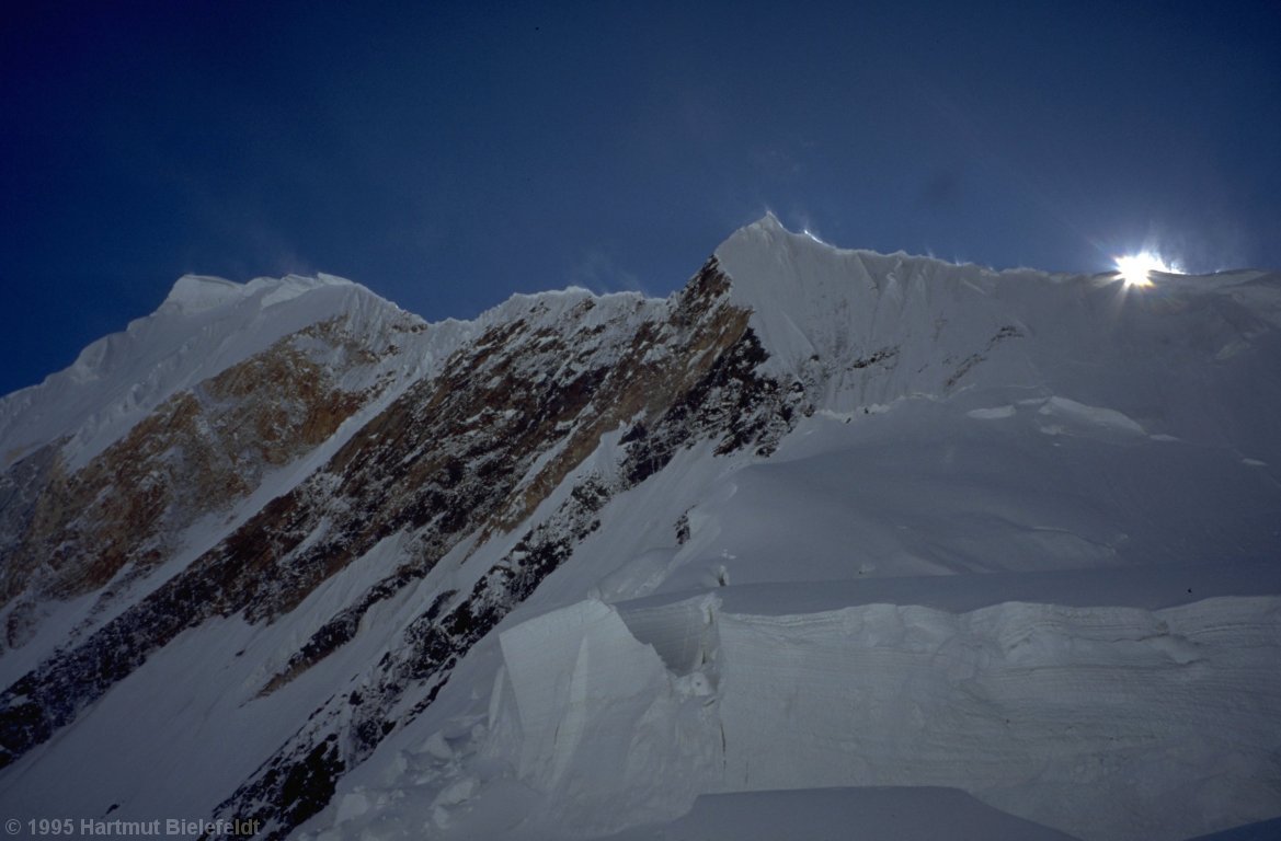 Peak Chapaev, seen from the high camp. The cornices are huge.