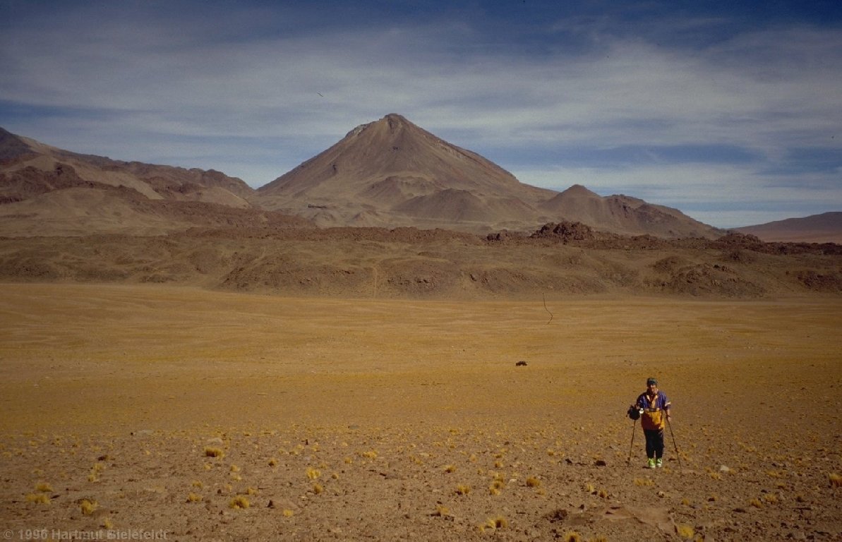 Vom Auto aus machen wir einen ersten Akklimatisationsspaziergang, bevor wir morgen den Cerro Colorado (im Hintergrund) angehen.