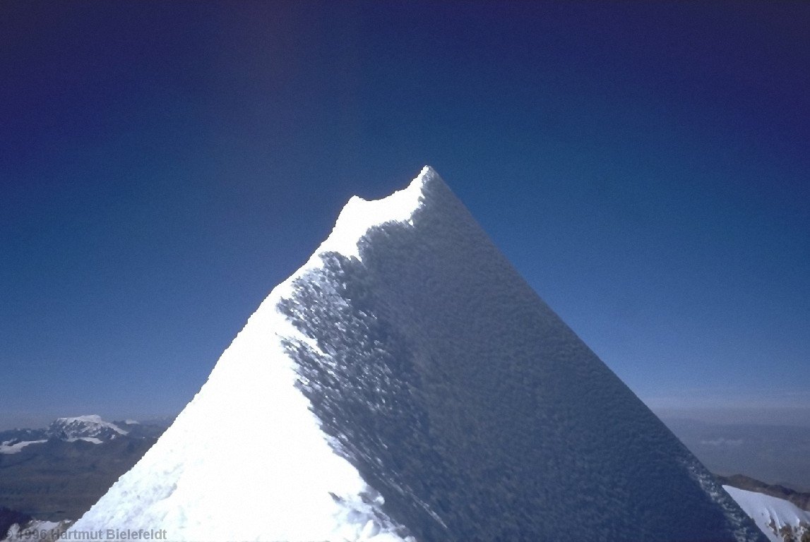 the uppermost two meters of the summit cornice