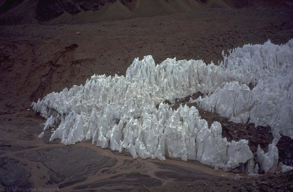 Penitentes at the end of the glacier