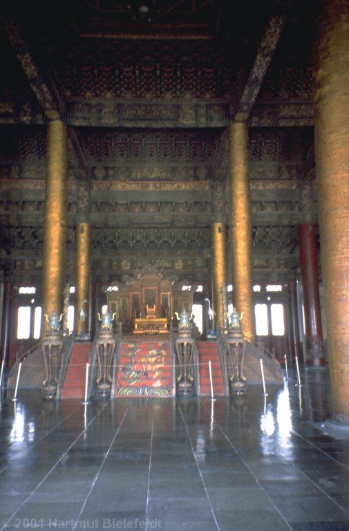 The emperor´s throne room. Under the ceiling is a sphere which kills every foreigner who states to be a king without being one (says the legend).