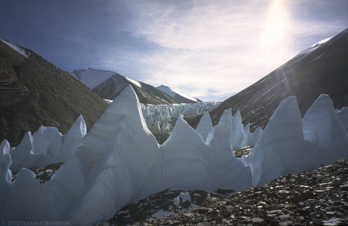 bizarre ice formations on the glacier