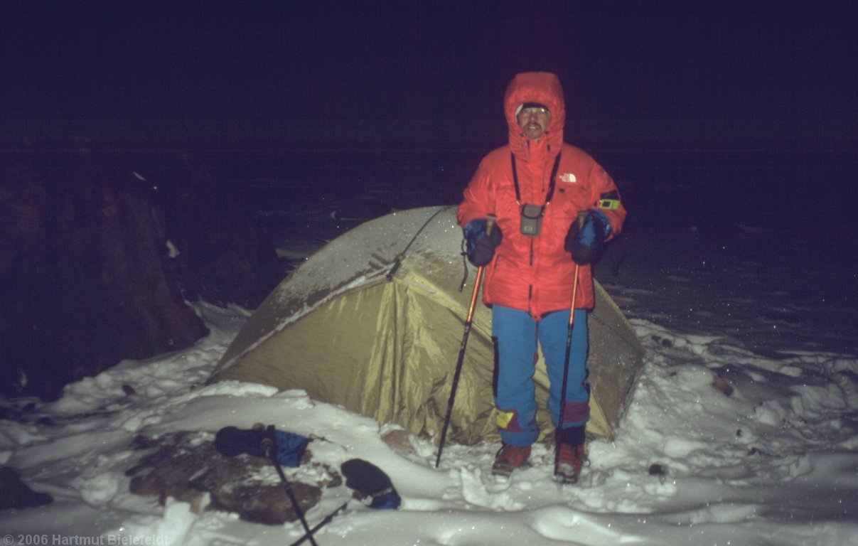 after the short summit attempt in icy cold night