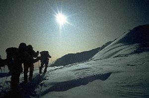 On the way to the summit at 6600 m