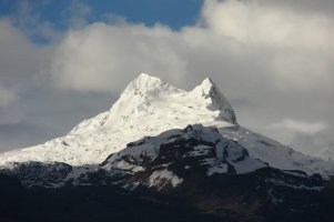 Vallunaraju, seen from Plaza de Armas in Huaraz