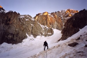 morgens auf dem Brouillardgletscher auf ca. 3400 m