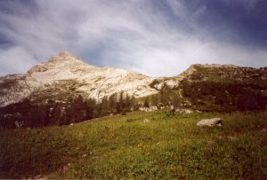 auf dem Weg zum Watzmannhaus, hinten das Hocheck