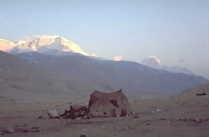 View from the Chinese base camp to Cho Oyu