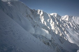 Avalanche in the slopes above the couloir