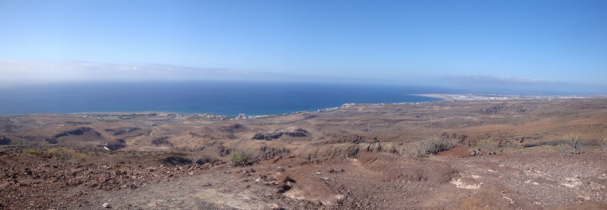 Aussicht von der Montaa de Tabaibas auf Baha Feliz und Maspalomas