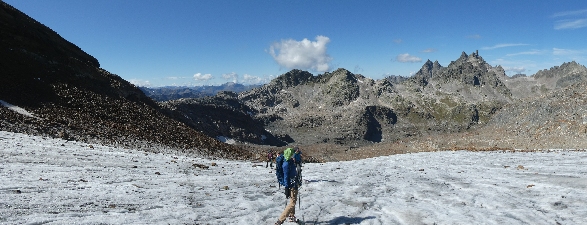 auf dem Gletscher. Rechts Litzner/Seehorn