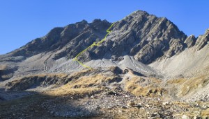 Südwand mit Routeneinzeichnung (näherungsweise)