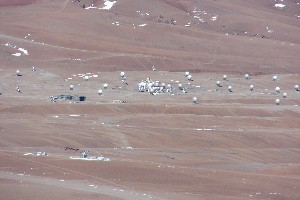 The radio telescopes are standing in the Chajnantor high plain