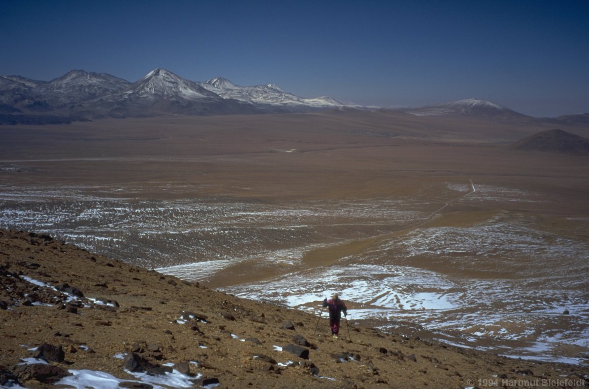 on the way to Cerro Tatio. In the background right, Jorquencal which we visited yesterday