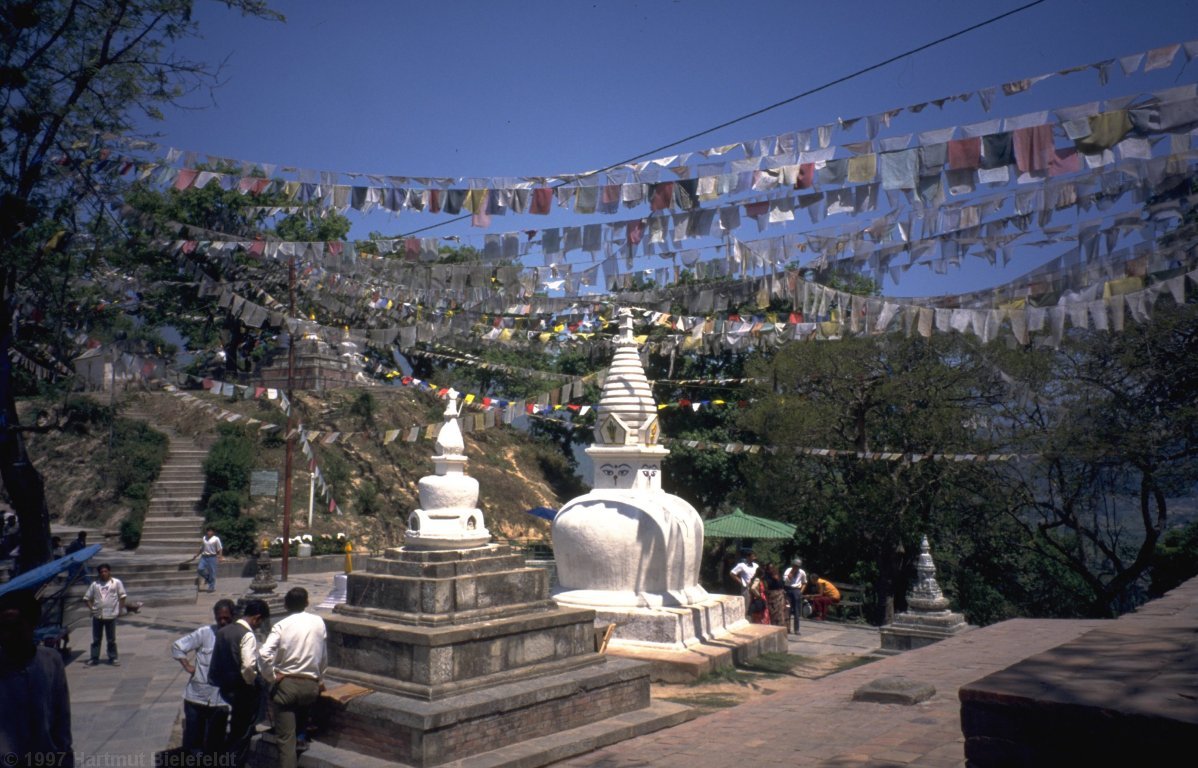 All the vicinity of Swayambunath is decorated with prayer flags