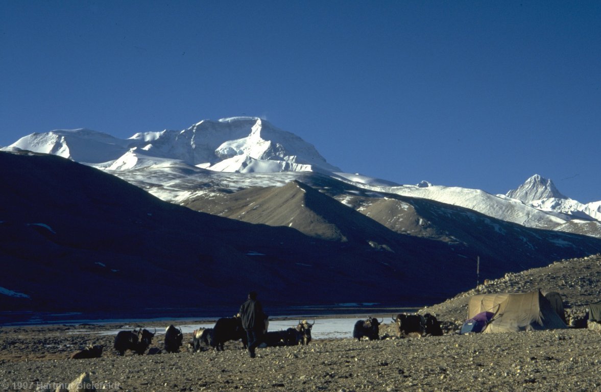 drivers´ basecamp with view of Cho Oyu