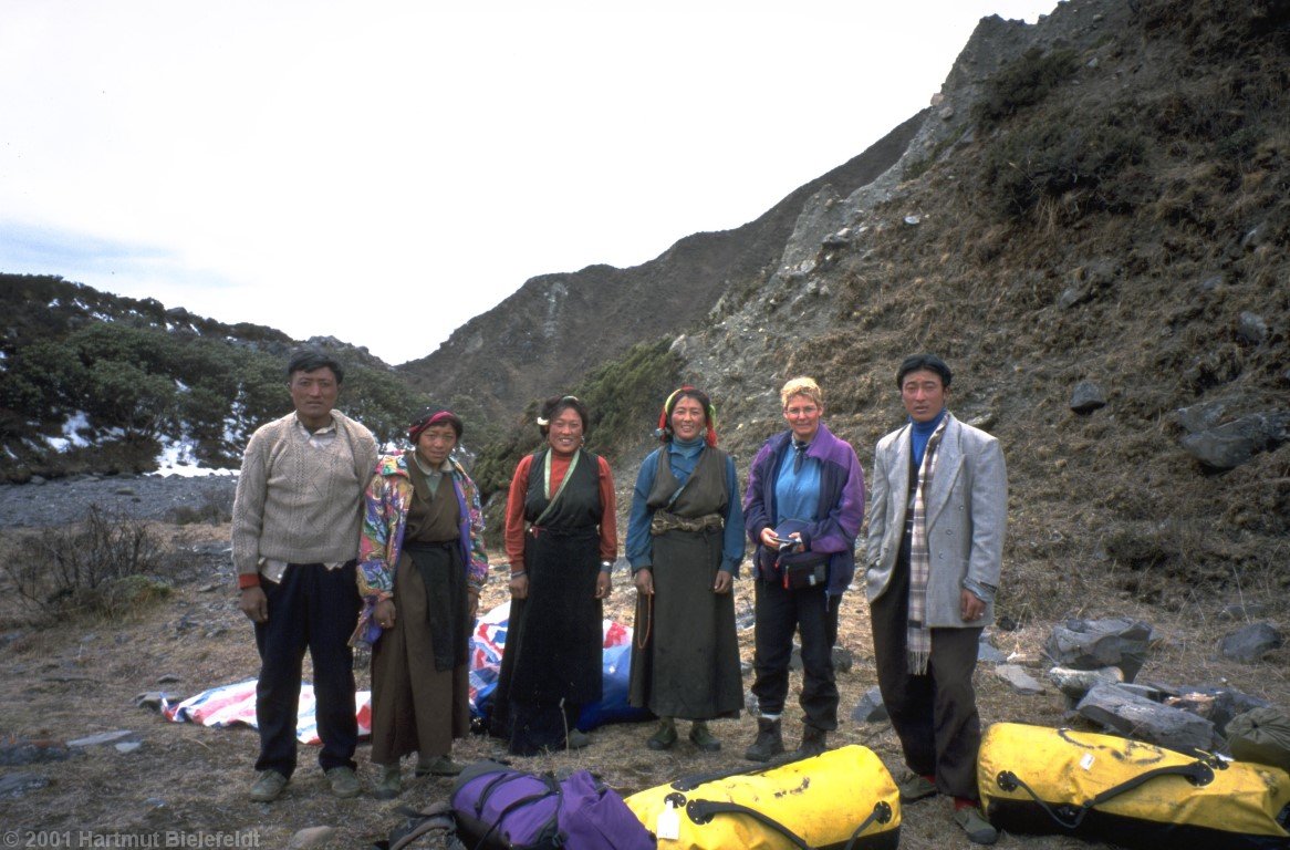 Half way to the basecamp, the porters give up.