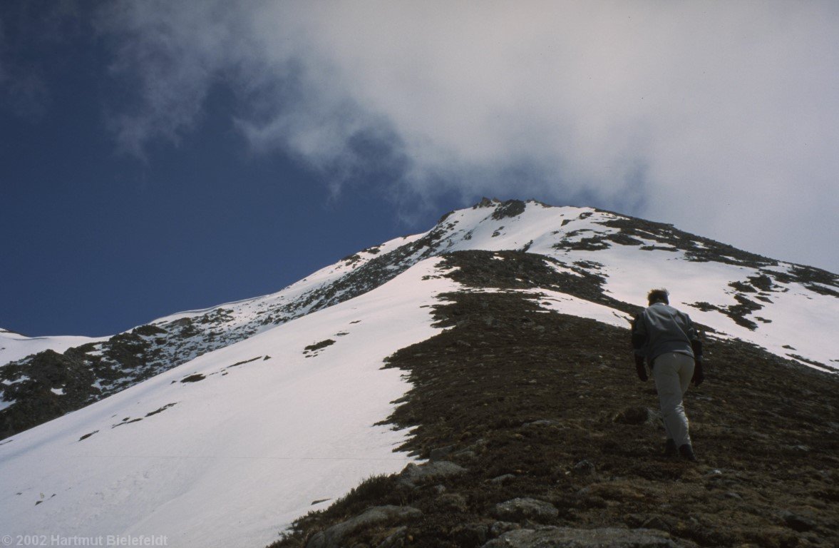 acclimatisation trip to the mountain above the village