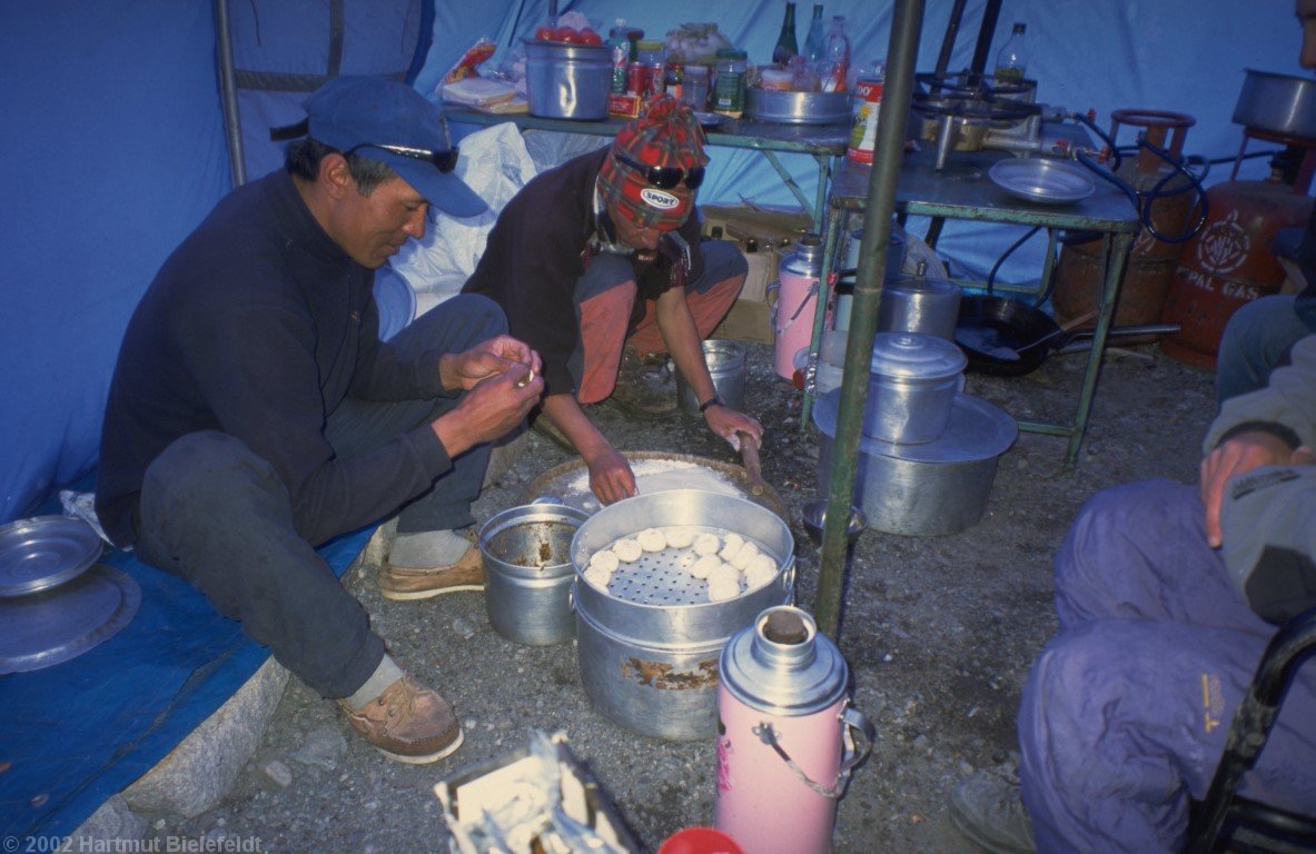 Momos are being prepared in the kitchen