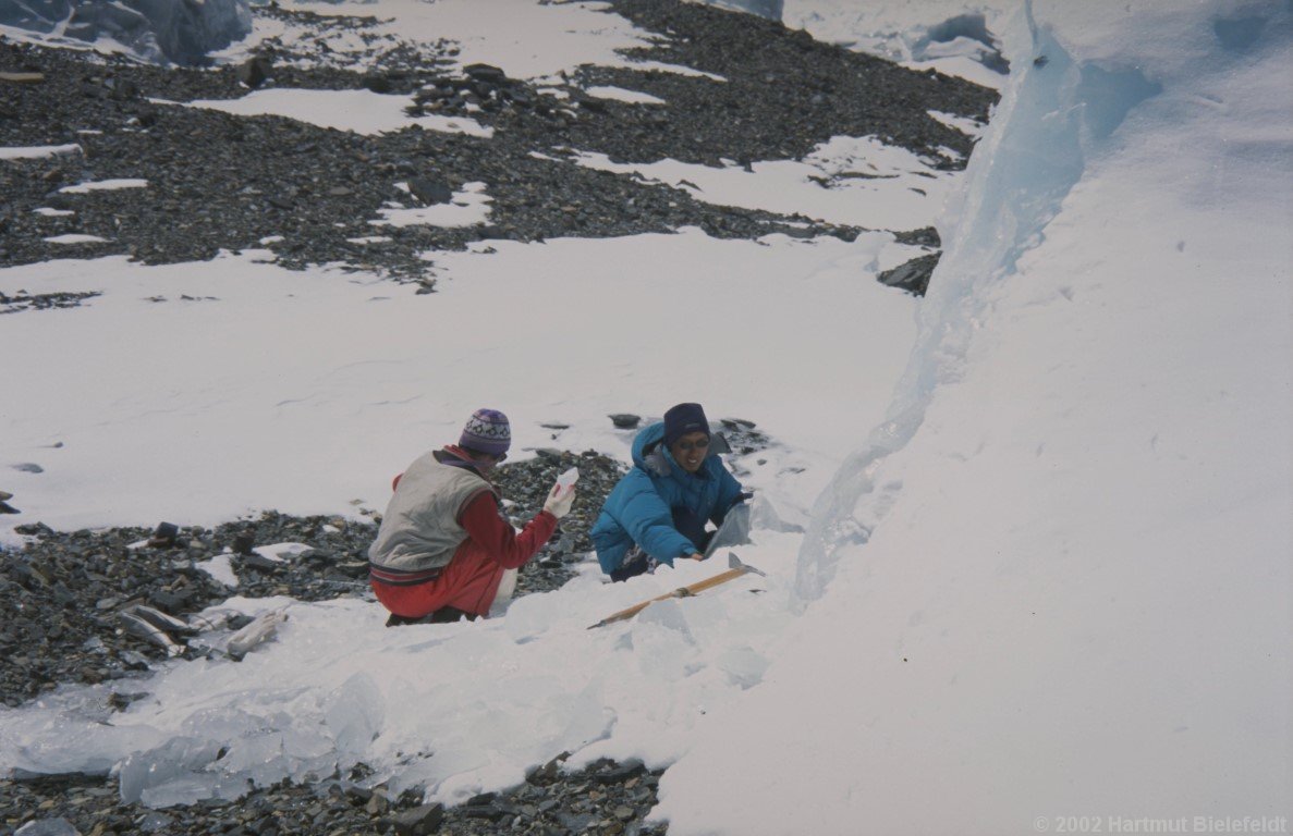 Our drinking water is obtained from the glacier ice. It is a lot of work to bring it to the kitchen and melt it.