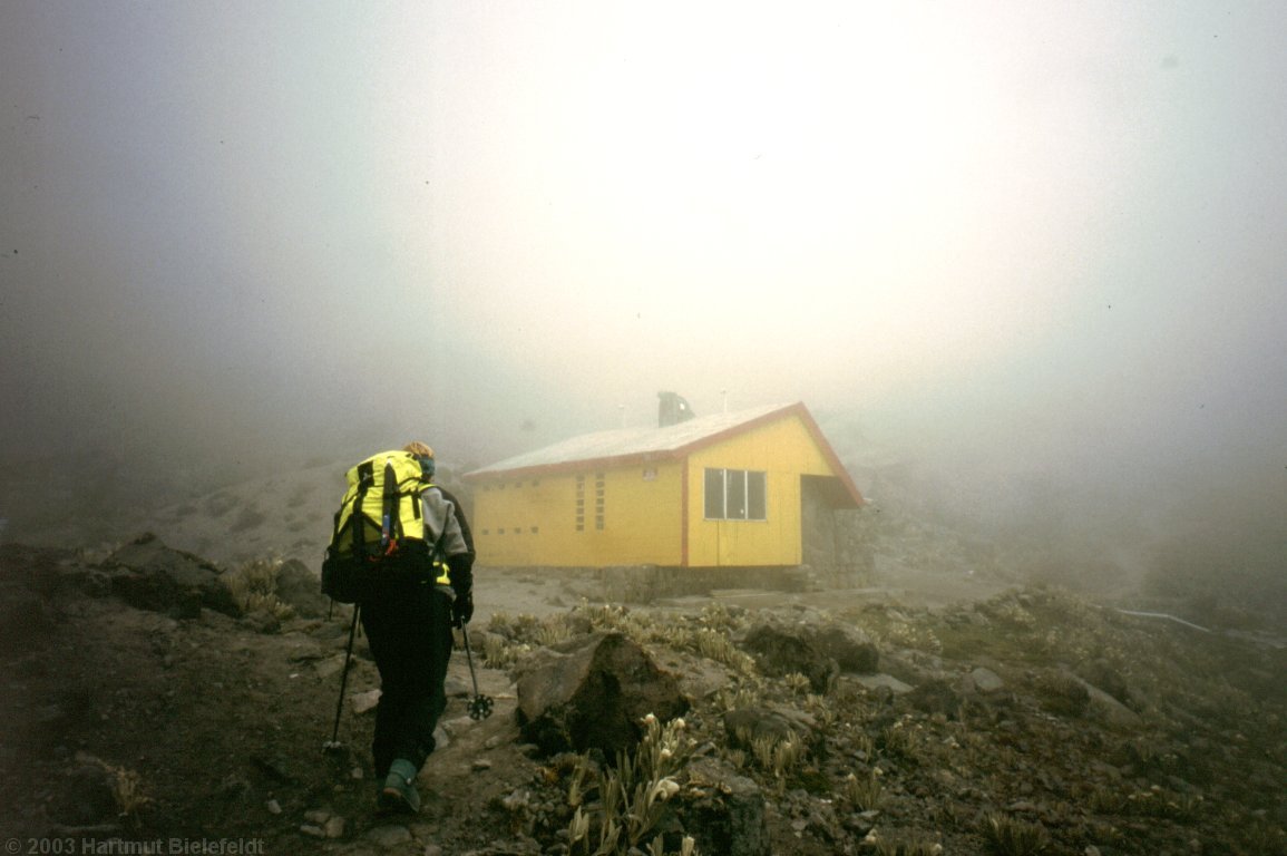 Das Refugio Nuevos Horizontes auf 4740 m