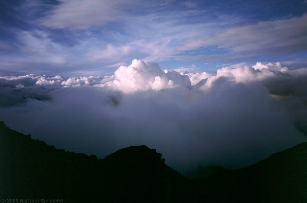 During the day, the hut is mostly at the upper cloud limit.