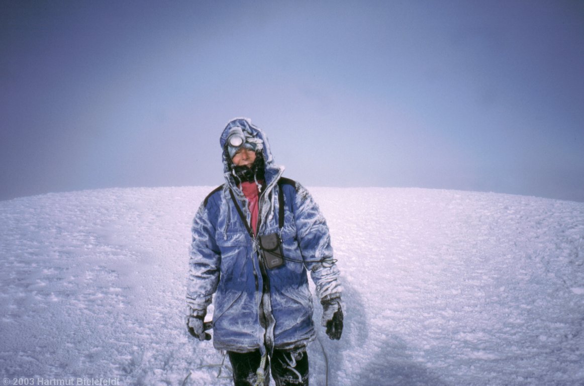 Only 5 1/2 hours to the summit, but the mountain resisted bravely with storm and cold.