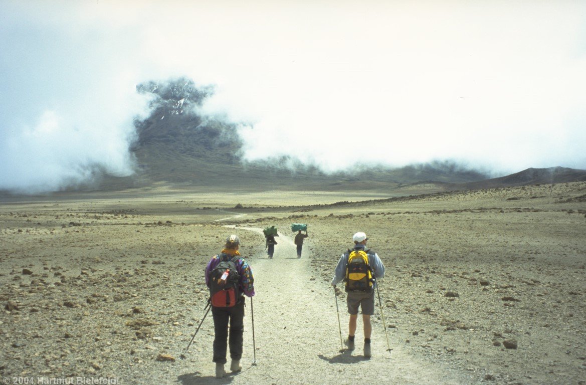 At Kibo Saddle we immerge into the fog