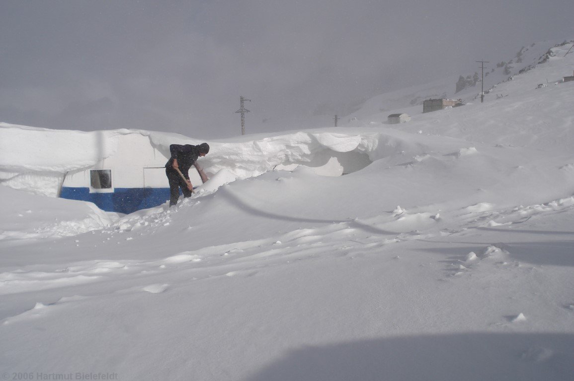 In the morning, at first all the barrels have to be dug out