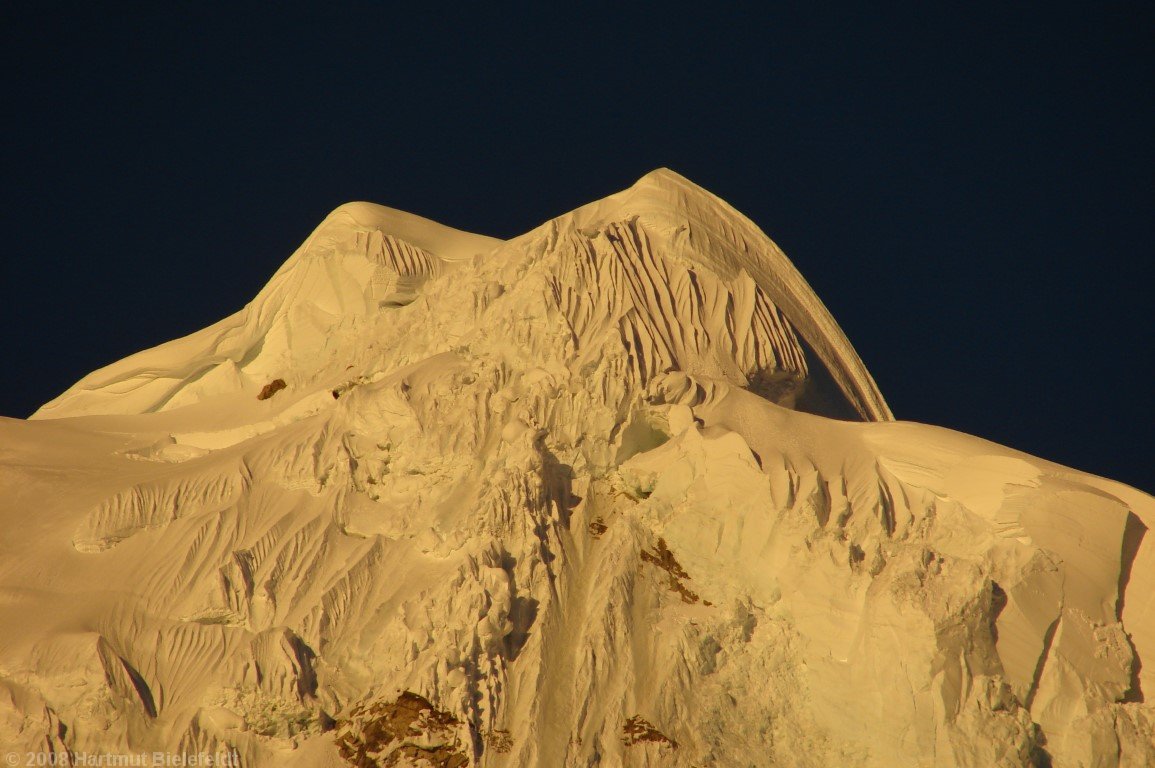 summit of Chopicalqui in the evening light