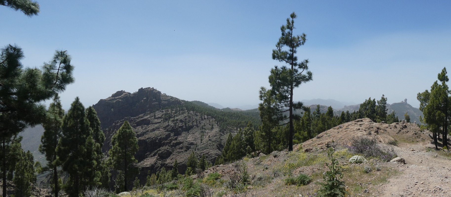 Blick zurück, rechts Roque Nublo