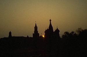 Basiliuskathedrale bei Sonnenuntergang