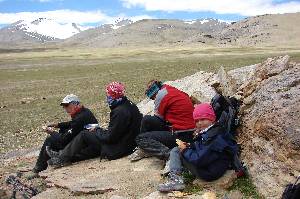 lunch break in the lee of the rocks