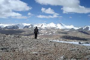 at the edge of the summit plateau