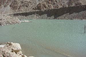 After a landslide, the road was flooded