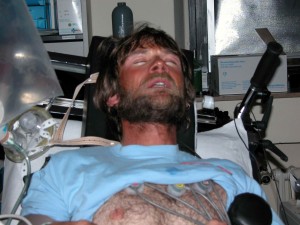 Ausgepowert: Tom am Ende der Belastungsuntersuchung 