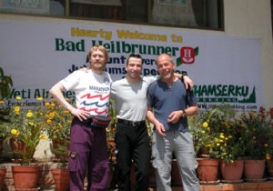 In front of the hotel in Kathmandu